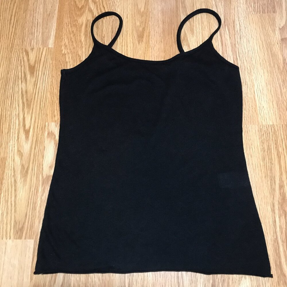 Three Dots Basic Black Tank Top Spaghetti Straps Super Soft S